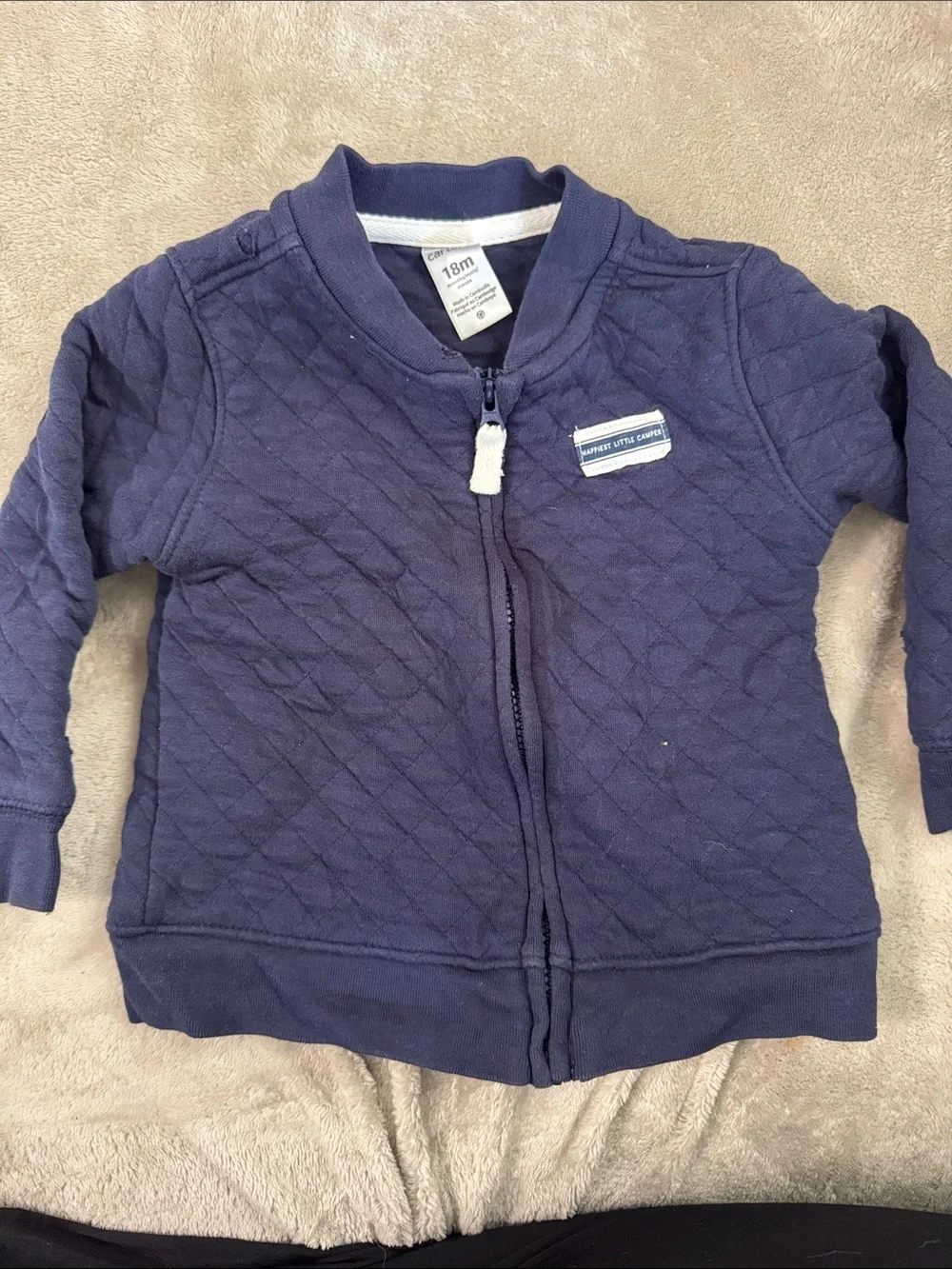 Carter's Quilted Navy Zip-Up Hoodie